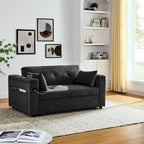 54 Pull-Out Sleeper Sofa Bed, 2 Seat Recliner Sofa Bed with Storage, Lumbar Pillow, USB Power Outlet