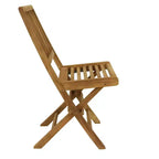 Sunnydaze Outdoor Solid Teak Wood with Stained Finish Nantasket Folding Bistro Table and Chairs - Brown - 3pc