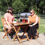 Sunnydaze Outdoor Solid Teak Wood with Stained Finish Nantasket Folding Bistro Table and Chairs - Brown - 3pc