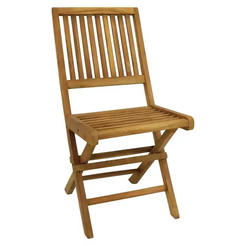 Sunnydaze Outdoor Solid Teak Wood with Stained Finish Nantasket Folding Bistro Table and Chairs - Brown - 3pc