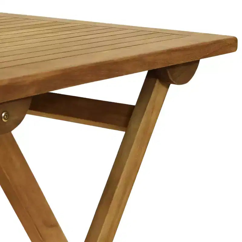 Sunnydaze Outdoor Solid Teak Wood with Stained Finish Nantasket Folding Bistro Table and Chairs - Brown - 3pc