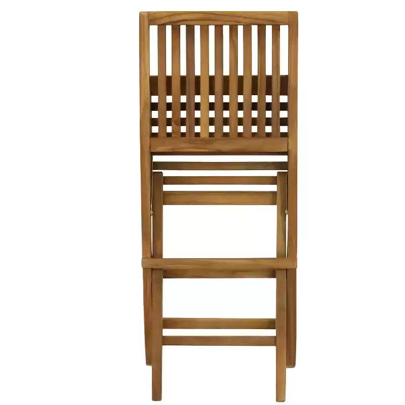 Sunnydaze Outdoor Solid Teak Wood with Stained Finish Nantasket Folding Bistro Table and Chairs - Brown - 3pc