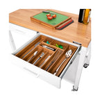 HOME Work Center Island Table with Solid Wood Top, 48 W x 24 D x 36 H, White