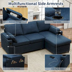 80 L-Shaped Sofa Couch Bed, Sofa Sleeper with Pull Out Bed, Reversible Sleeper Sofa Bed