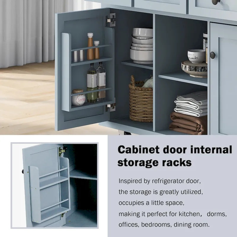 Portable Rolling Kitchen Island Cart with Storage