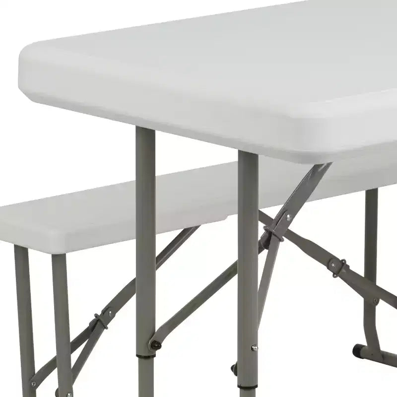 Emma and Oliver 3 Piece Portable Plastic Folding Bench and Table Set