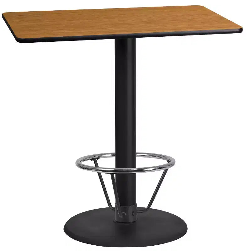 Emma and Oliver 24x42 Rectangular Laminate Bar Table with 24RD Foot Ring Base