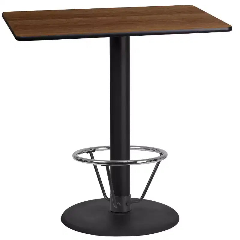 Emma and Oliver 24x42 Rectangular Laminate Bar Table with 24RD Foot Ring Base