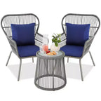 Best Choice Products 3-Piece Patio Conversation Bistro Set, Outdoor Wicker w/ 2 Chairs, Cushions, Side Table