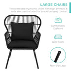 Best Choice Products 3-Piece Patio Conversation Bistro Set, Outdoor Wicker w/ 2 Chairs, Cushions, Side Table