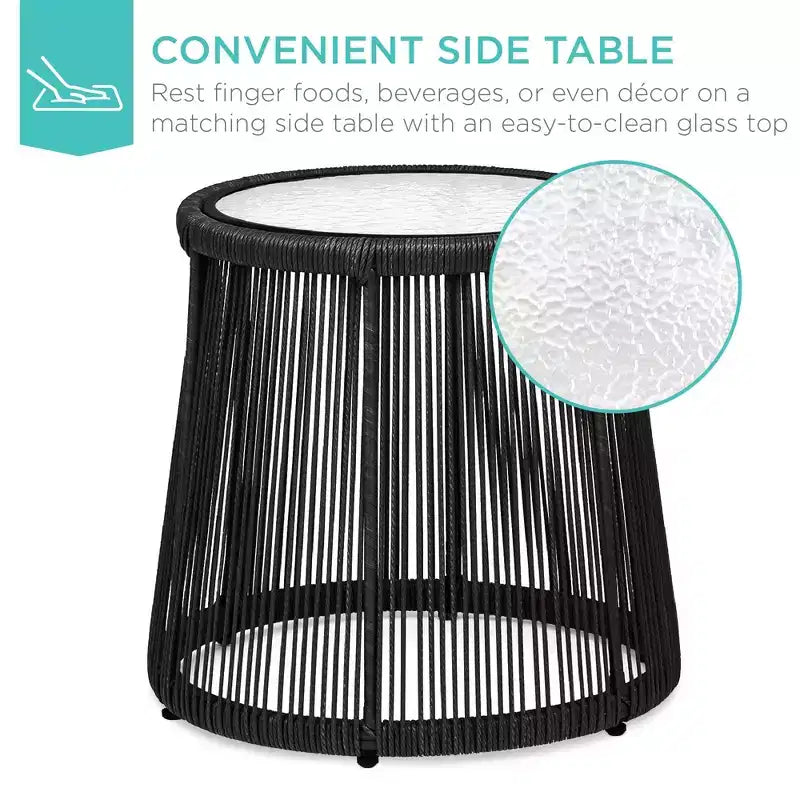 Best Choice Products 3-Piece Patio Conversation Bistro Set, Outdoor Wicker w/ 2 Chairs, Cushions, Side Table