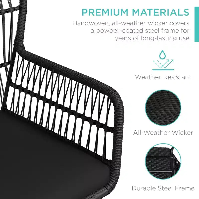 Best Choice Products 3-Piece Patio Conversation Bistro Set, Outdoor Wicker w/ 2 Chairs, Cushions, Side Table
