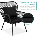Best Choice Products 3-Piece Patio Conversation Bistro Set, Outdoor Wicker w/ 2 Chairs, Cushions, Side Table