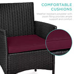 Best Choice Products 3-Piece Outdoor Wicker Conversation Patio Bistro Set, w/ 2 Chairs, Table