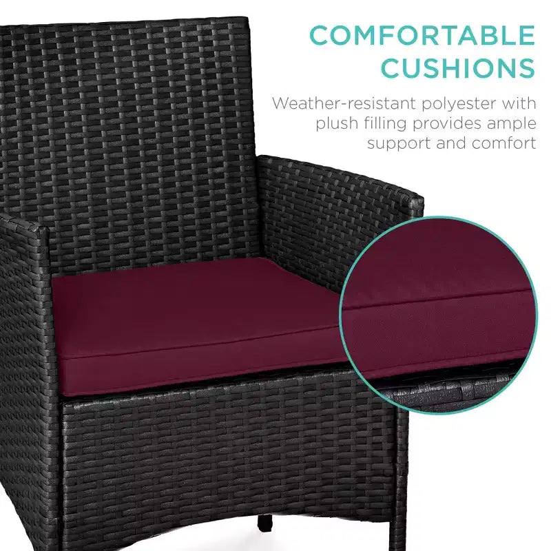 Best Choice Products 3-Piece Outdoor Wicker Conversation Patio Bistro Set, w/ 2 Chairs, Table