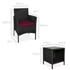 Best Choice Products 3-Piece Outdoor Wicker Conversation Patio Bistro Set, w/ 2 Chairs, Table