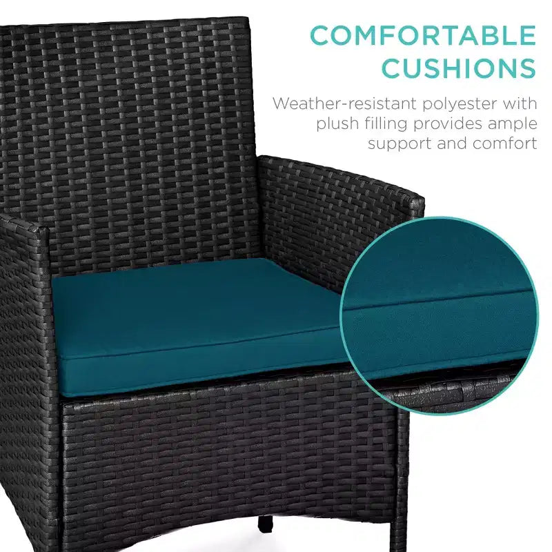Best Choice Products 3-Piece Outdoor Wicker Conversation Patio Bistro Set, w/ 2 Chairs, Table