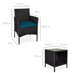 Best Choice Products 3-Piece Outdoor Wicker Conversation Patio Bistro Set, w/ 2 Chairs, Table