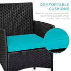 Best Choice Products 3-Piece Outdoor Wicker Conversation Patio Bistro Set, w/ 2 Chairs, Table