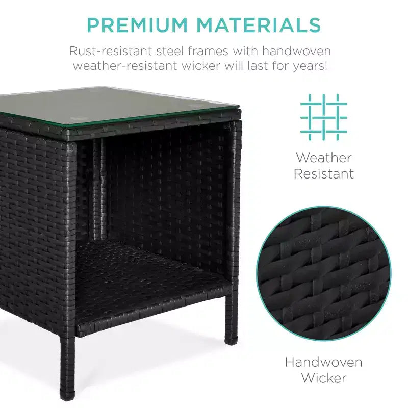 Best Choice Products 3-Piece Outdoor Wicker Conversation Patio Bistro Set, w/ 2 Chairs, Table