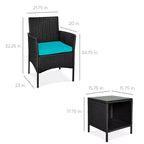Best Choice Products 3-Piece Outdoor Wicker Conversation Patio Bistro Set, w/ 2 Chairs, Table