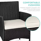 Best Choice Products 3-Piece Outdoor Wicker Conversation Patio Bistro Set, w/ 2 Chairs, Table
