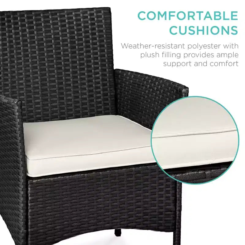 Best Choice Products 3-Piece Outdoor Wicker Conversation Patio Bistro Set, w/ 2 Chairs, Table