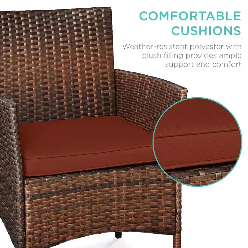 Best Choice Products 3-Piece Outdoor Wicker Conversation Patio Bistro Set, w/ 2 Chairs, Table