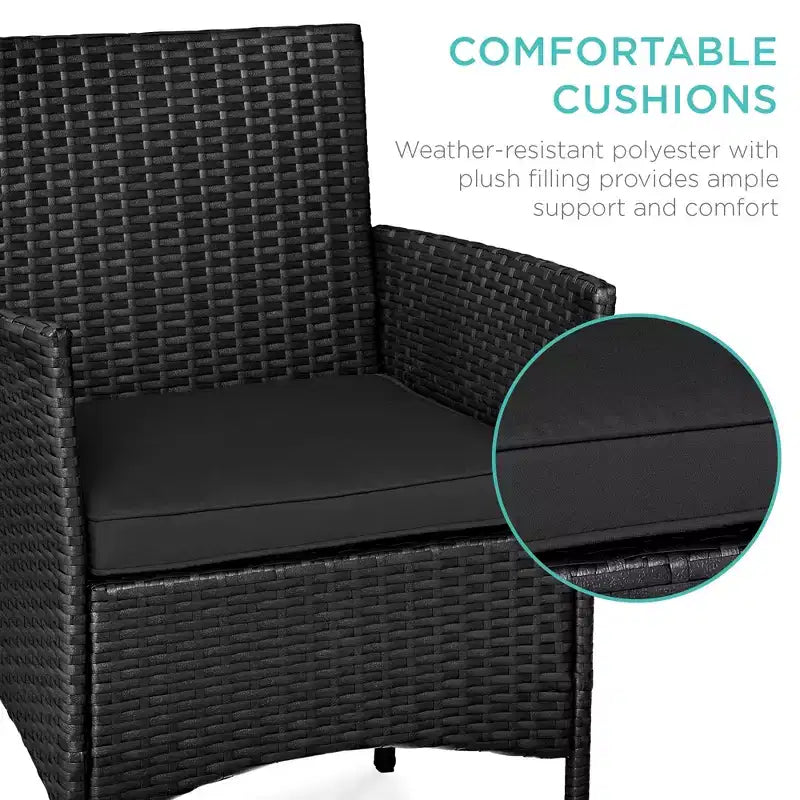 Best Choice Products 3-Piece Outdoor Wicker Conversation Patio Bistro Set, w/ 2 Chairs, Table