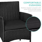 Best Choice Products 3-Piece Outdoor Wicker Conversation Patio Bistro Set, w/ 2 Chairs, Table