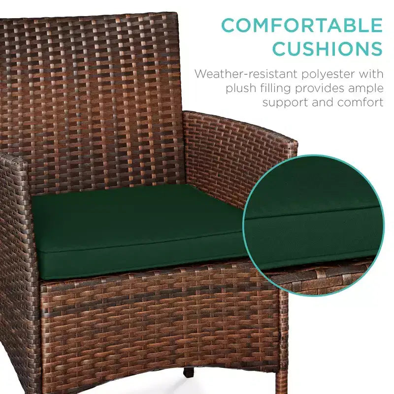 Best Choice Products 3-Piece Outdoor Wicker Conversation Patio Bistro Set, w/ 2 Chairs, Table