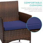 Best Choice Products 3-Piece Outdoor Wicker Conversation Patio Bistro Set, w/ 2 Chairs, Table