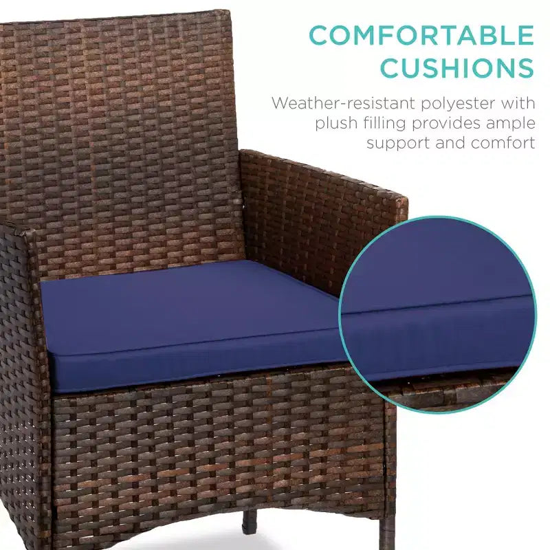 Best Choice Products 3-Piece Outdoor Wicker Conversation Patio Bistro Set, w/ 2 Chairs, Table