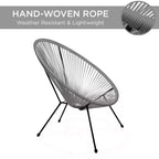 Best Choice Products 3-Piece All-Weather Patio Acapulco Bistro Furniture Set w/ Rope, Glass Top Table