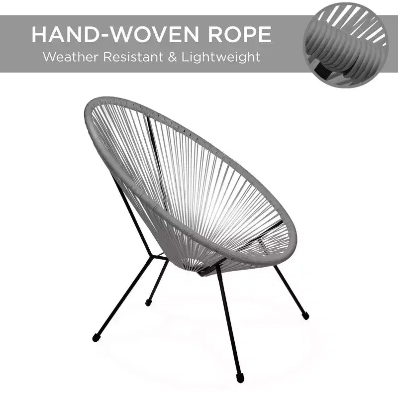 Best Choice Products 3-Piece All-Weather Patio Acapulco Bistro Furniture Set w/ Rope, Glass Top Table