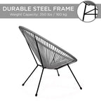 Best Choice Products 3-Piece All-Weather Patio Acapulco Bistro Furniture Set w/ Rope, Glass Top Table