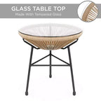 Best Choice Products 3-Piece All-Weather Patio Acapulco Bistro Furniture Set w/ Rope, Glass Top Table