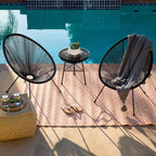 Best Choice Products 3-Piece All-Weather Patio Acapulco Bistro Furniture Set w/ Rope, Glass Top Table