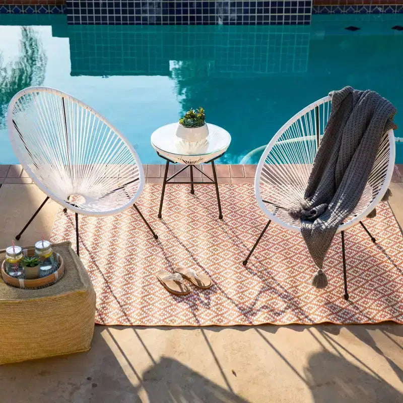 Best Choice Products 3-Piece All-Weather Patio Acapulco Bistro Furniture Set w/ Rope, Glass Top Table