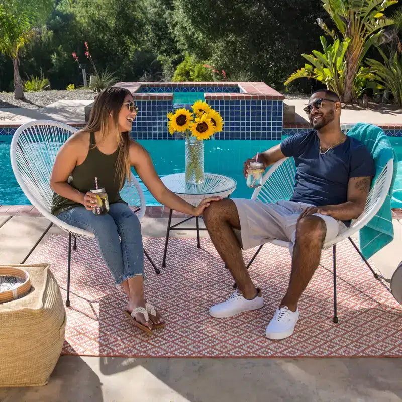 Best Choice Products 3-Piece All-Weather Patio Acapulco Bistro Furniture Set w/ Rope, Glass Top Table