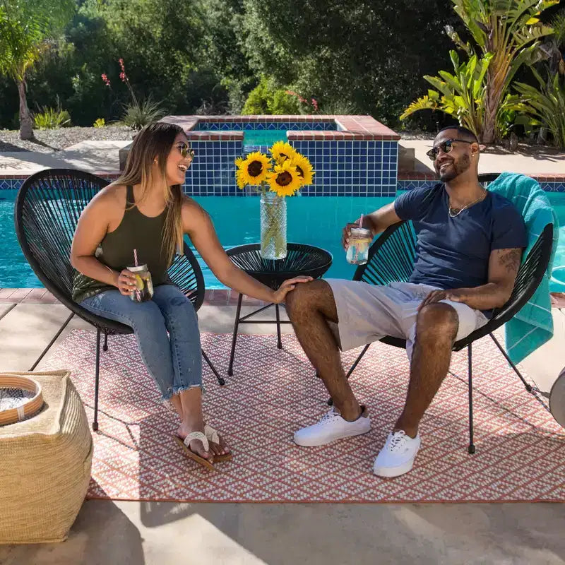Best Choice Products 3-Piece All-Weather Patio Acapulco Bistro Furniture Set w/ Rope, Glass Top Table
