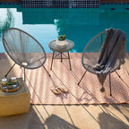 Best Choice Products 3-Piece All-Weather Patio Acapulco Bistro Furniture Set w/ Rope, Glass Top Table