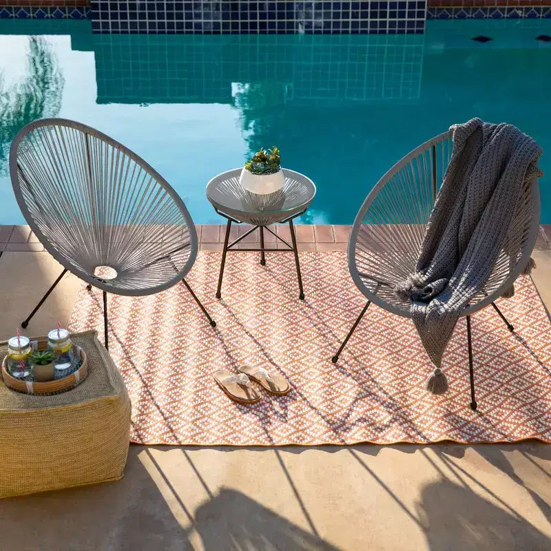 Best Choice Products 3-Piece All-Weather Patio Acapulco Bistro Furniture Set w/ Rope, Glass Top Table