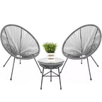 Best Choice Products 3-Piece All-Weather Patio Acapulco Bistro Furniture Set w/ Rope, Glass Top Table