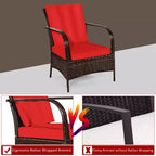Costway 3 PCS Patio Wicker Rattan Furniture Set Coffee Table & 2 Rattan Chair W/Cushions