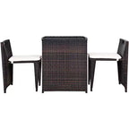 Costway 3PCS Outdoor Patio Rattan Furniture Set Space Saving Garden Deck W/Cushion No Assembly