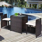 Costway 3PCS Outdoor Patio Rattan Furniture Set Space Saving Garden Deck W/Cushion No Assembly