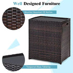 Costway 3PCS Outdoor Patio Rattan Furniture Set Space Saving Garden Deck W/Cushion No Assembly