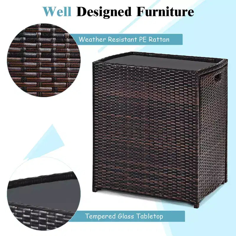 Costway 3PCS Outdoor Patio Rattan Furniture Set Space Saving Garden Deck W/Cushion No Assembly
