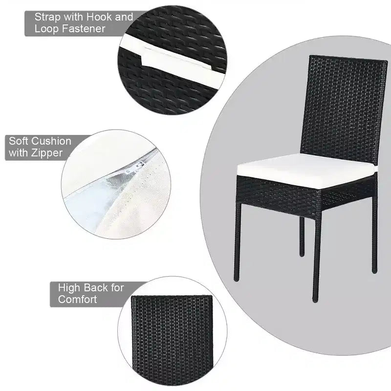 Costway 5PCS Patio Rattan Dining Set Table w/Glass Top Garden Furniture